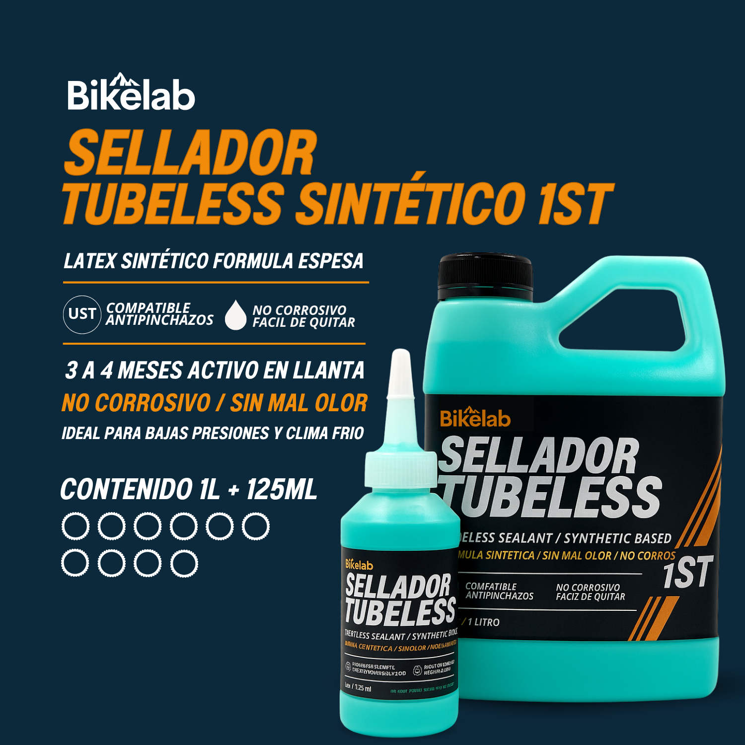 Sellador Tubeless Bikelab 1 Litro + Bote Aplicador 125ml - Image 2